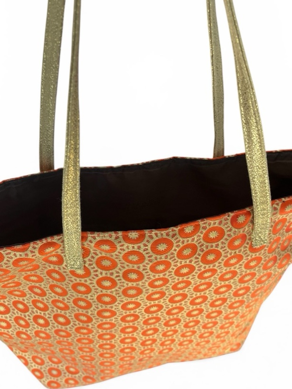 Festival Boho Chic Orange Geometric Tote Buttery Soft Luxe Large Carryall Bag - Picture 7 of 7